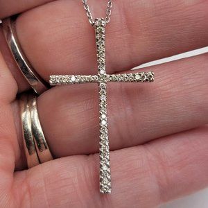 14K White Gold .50 ctw Diamond Cross Necklace